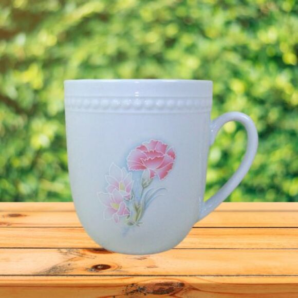 Ceramic Coffee Mug With Pink Flower and Inspirational Verse, Handmade Coffee Cup - Picture 5 of 5
